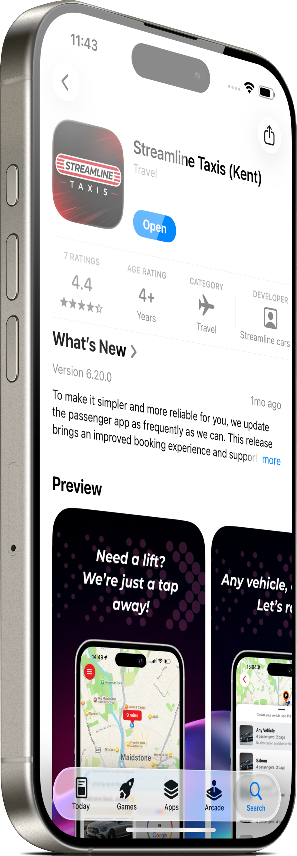 The Streamline Taxis app on the App Store
